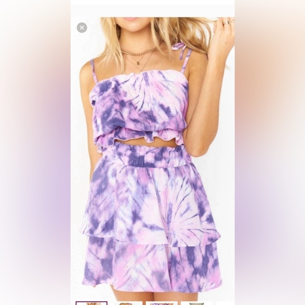 Show Me Your MuMu Lavender and Pink Aiden Skirt and Keen Crop Top Set XS/S